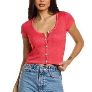 NWT Rag & Bone Red Ribbed Scoop Shirt